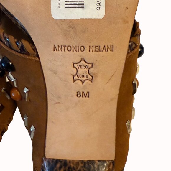 Antonio Melani Studded Mule Shoes Size 8 Beaded Brown Suede Heels Boho Hippie - Picture 11 of 14